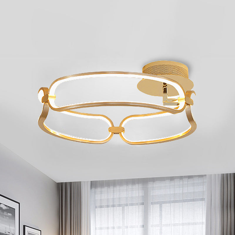 18"/23.5"/31.5" Wide Gold Bracelet Flush Ceiling Light Contemporary LED Acrylic Ceiling Light Fixture in Warm/White/Natural Light Clearhalo 'Ceiling Lights' 'Close To Ceiling Lights' 'Close to ceiling' 'Flush mount' Lighting' 244548