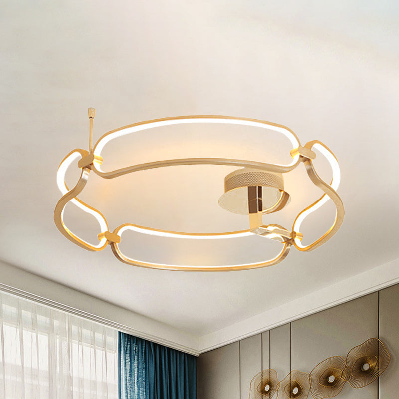 18"/23.5"/31.5" Wide Gold Bracelet Flush Ceiling Light Contemporary LED Acrylic Ceiling Light Fixture in Warm/White/Natural Light Clearhalo 'Ceiling Lights' 'Close To Ceiling Lights' 'Close to ceiling' 'Flush mount' Lighting' 244549