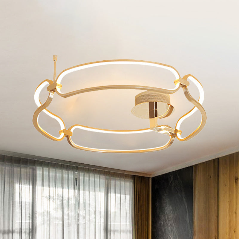 18"/23.5"/31.5" Wide Gold Bracelet Flush Ceiling Light Contemporary LED Acrylic Ceiling Light Fixture in Warm/White/Natural Light Clearhalo 'Ceiling Lights' 'Close To Ceiling Lights' 'Close to ceiling' 'Flush mount' Lighting' 244550