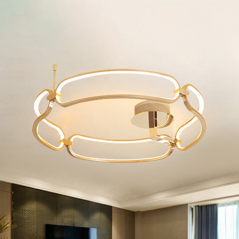 18"/23.5"/31.5" Wide Gold Bracelet Flush Ceiling Light Contemporary LED Acrylic Ceiling Light Fixture in Warm/White/Natural Light Clearhalo 'Ceiling Lights' 'Close To Ceiling Lights' 'Close to ceiling' 'Flush mount' Lighting' 244551