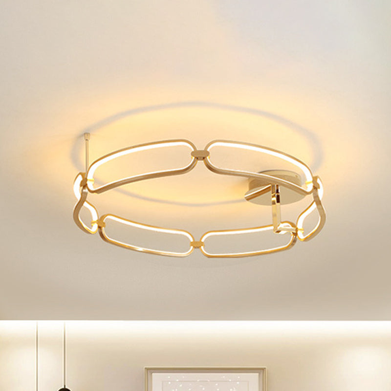 18"/23.5"/31.5" Wide Gold Bracelet Flush Ceiling Light Contemporary LED Acrylic Ceiling Light Fixture in Warm/White/Natural Light Clearhalo 'Ceiling Lights' 'Close To Ceiling Lights' 'Close to ceiling' 'Flush mount' Lighting' 244552