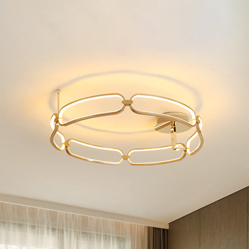 18"/23.5"/31.5" Wide Gold Bracelet Flush Ceiling Light Contemporary LED Acrylic Ceiling Light Fixture in Warm/White/Natural Light Clearhalo 'Ceiling Lights' 'Close To Ceiling Lights' 'Close to ceiling' 'Flush mount' Lighting' 244553