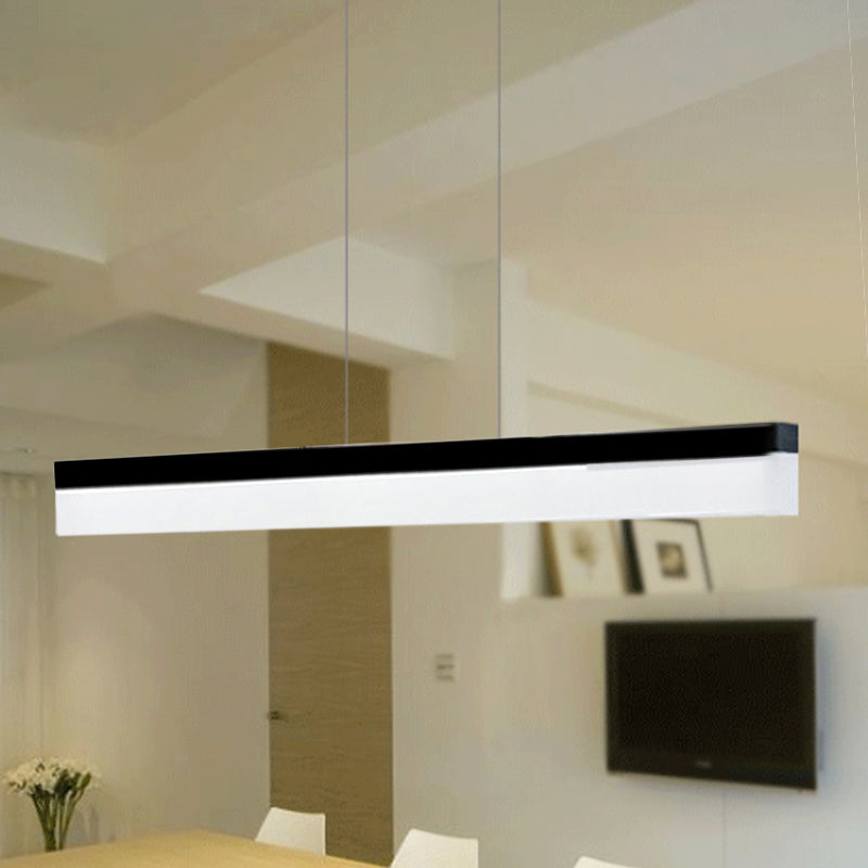 Black/White/Brown Linear Pendant Lighting Minimalist Metal LED Hanging Light in Warm/White/Natural, 31.5"/39"/47" Wide Black Clearhalo 'Ceiling Lights' 'Modern Pendants' 'Modern' 'Pendant Lights' 'Pendants' Lighting' 244592