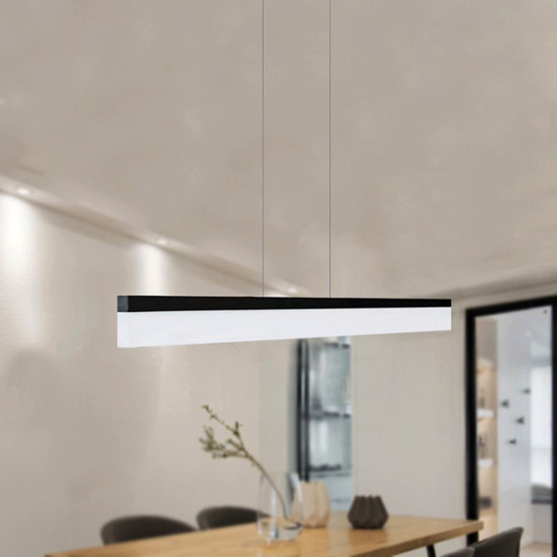 Black/White/Brown Linear Pendant Lighting Minimalist Metal LED Hanging Light in Warm/White/Natural, 31.5"/39"/47" Wide Clearhalo 'Ceiling Lights' 'Modern Pendants' 'Modern' 'Pendant Lights' 'Pendants' Lighting' 244593