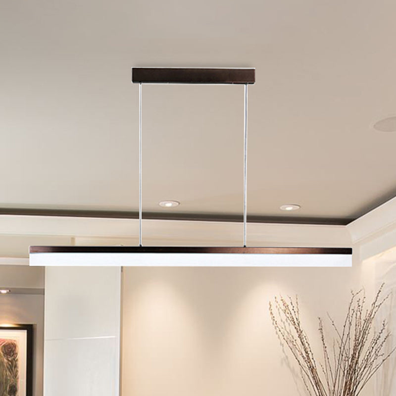 Black/White/Brown Linear Pendant Lighting Minimalist Metal LED Hanging Light in Warm/White/Natural, 31.5"/39"/47" Wide Brown Clearhalo 'Ceiling Lights' 'Modern Pendants' 'Modern' 'Pendant Lights' 'Pendants' Lighting' 244594