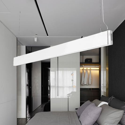 Linear Pendant Lamp Minimal Metal Led White/Black Hanging Light Kit in White/Warm/Natural Light Clearhalo 'Ceiling Lights' 'Modern Pendants' 'Modern' 'Pendant Lights' 'Pendants' Lighting' 244598