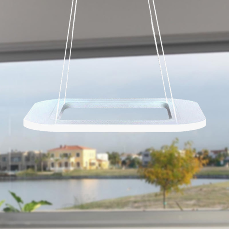 Simplicity Square LED Chandelier Light Acrylic 1/2/3 Light Office Ceiling Pendant in Warm/White/Natural Light Clearhalo 'Ceiling Lights' 'Chandeliers' 'Modern Chandeliers' 'Modern' Lighting' 244612