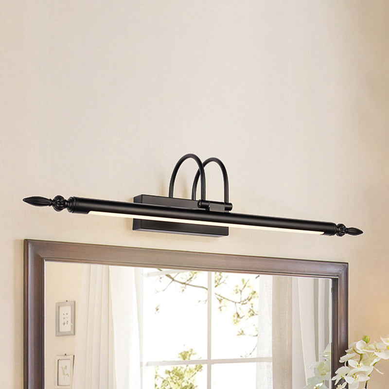 Simple Style Linear Vanity Lighting Metallic 22"/26" Wide LED Bathroom Wall Light in Black, White/Warm Light Black Clearhalo 'Cast Iron' 'Glass' 'Industrial' 'Modern wall lights' 'Modern' 'Tiffany' 'Traditional wall lights' 'Vanity Lights' 'Wall Lights' Lighting' 244618