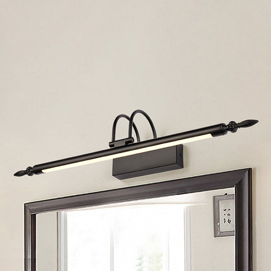 Simple Style Linear Vanity Lighting Metallic 22"/26" Wide LED Bathroom Wall Light in Black, White/Warm Light Clearhalo 'Cast Iron' 'Glass' 'Industrial' 'Modern wall lights' 'Modern' 'Tiffany' 'Traditional wall lights' 'Vanity Lights' 'Wall Lights' Lighting' 244619