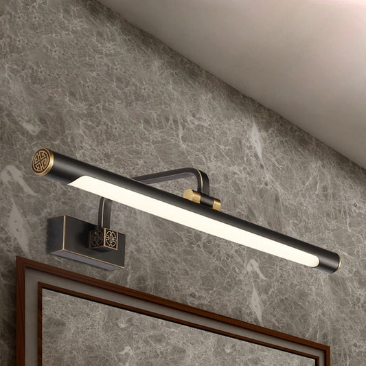 Metallic Armed Wall Mounted Light Vintage Style 17"/22.5" W LED Bronze Finish Vanity Light Fixture for Bathroom Bronze Clearhalo 'Cast Iron' 'Glass' 'Industrial' 'Modern wall lights' 'Modern' 'Tiffany' 'Traditional wall lights' 'Vanity Lights' 'Wall Lights' Lighting' 244674