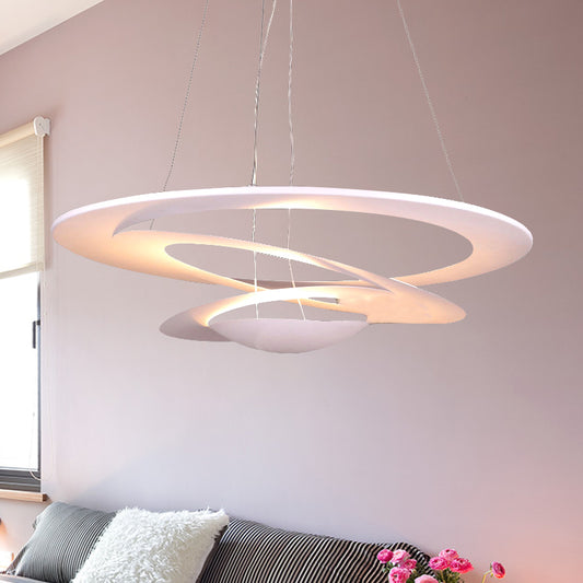 19.5/25.5"/31.5" Wide Spiral Ceiling Light Contemporary Metal White Chandelier Light for Living Room White Clearhalo 'Ceiling Lights' 'Chandeliers' 'Modern Chandeliers' 'Modern' Lighting' 244682