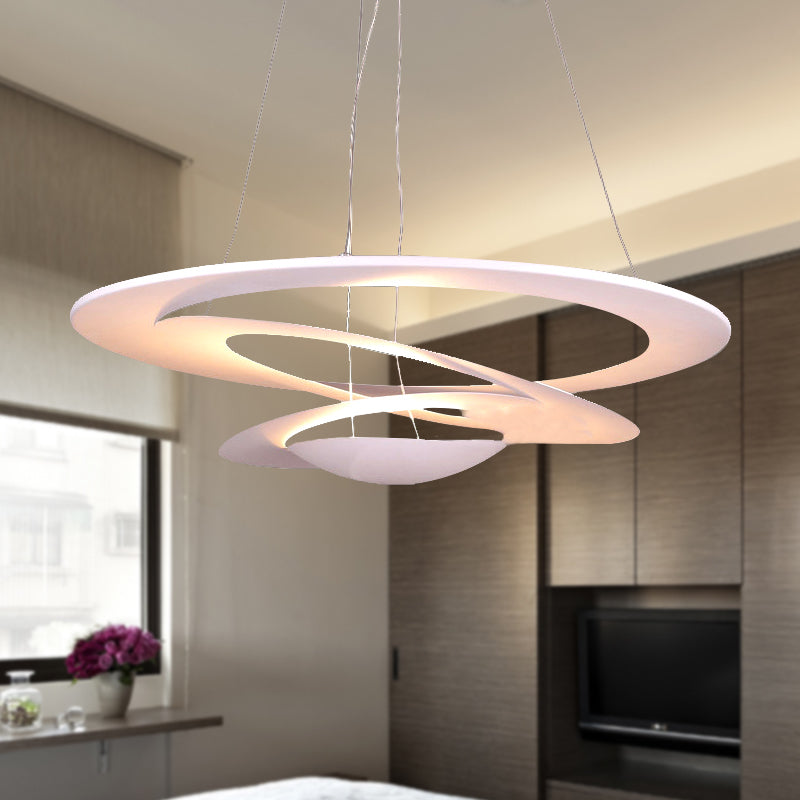 19.5/25.5"/31.5" Wide Spiral Ceiling Light Contemporary Metal White Chandelier Light for Living Room Clearhalo 'Ceiling Lights' 'Chandeliers' 'Modern Chandeliers' 'Modern' Lighting' 244683