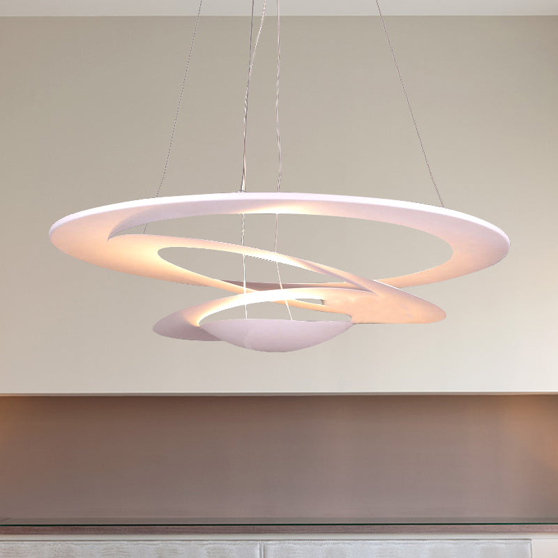 19.5/25.5"/31.5" Wide Spiral Ceiling Light Contemporary Metal White Chandelier Light for Living Room Clearhalo 'Ceiling Lights' 'Chandeliers' 'Modern Chandeliers' 'Modern' Lighting' 244684