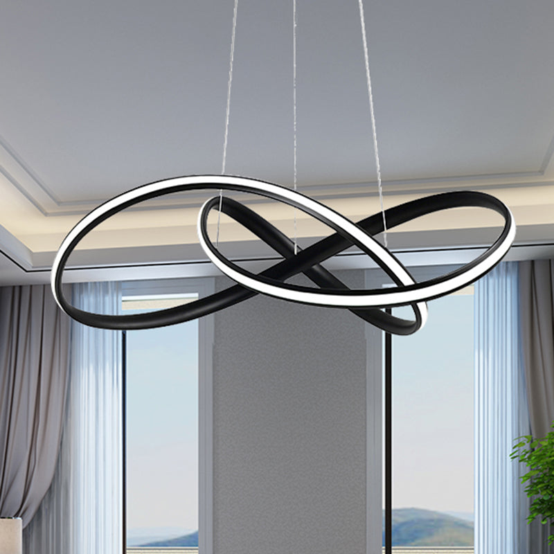 19.5"/27.5" Wide Black/White/Brown Bent Ceiling Light Fixture Simple LED Acrylic Chandelier Pendant in Warm/White Light Clearhalo 'Ceiling Lights' 'Chandeliers' 'Modern Chandeliers' 'Modern' Lighting' 244718