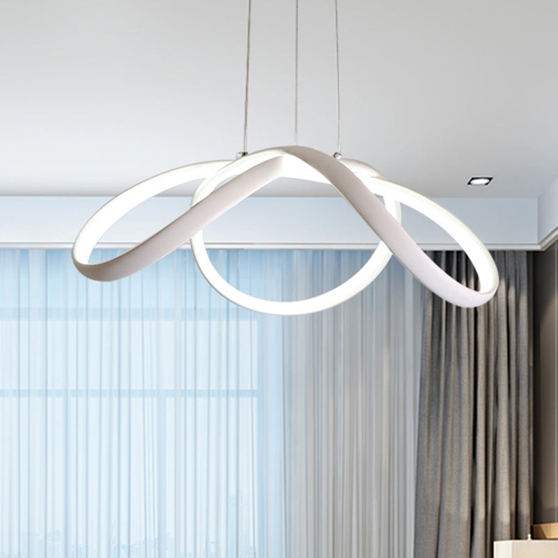 LED Single Light Bedroom Chandelier with Twisted Acrylic Shade White Ceiling Pendant in Warm/White Light Clearhalo 'Ceiling Lights' 'Chandeliers' 'Modern Chandeliers' 'Modern' Lighting' 244733