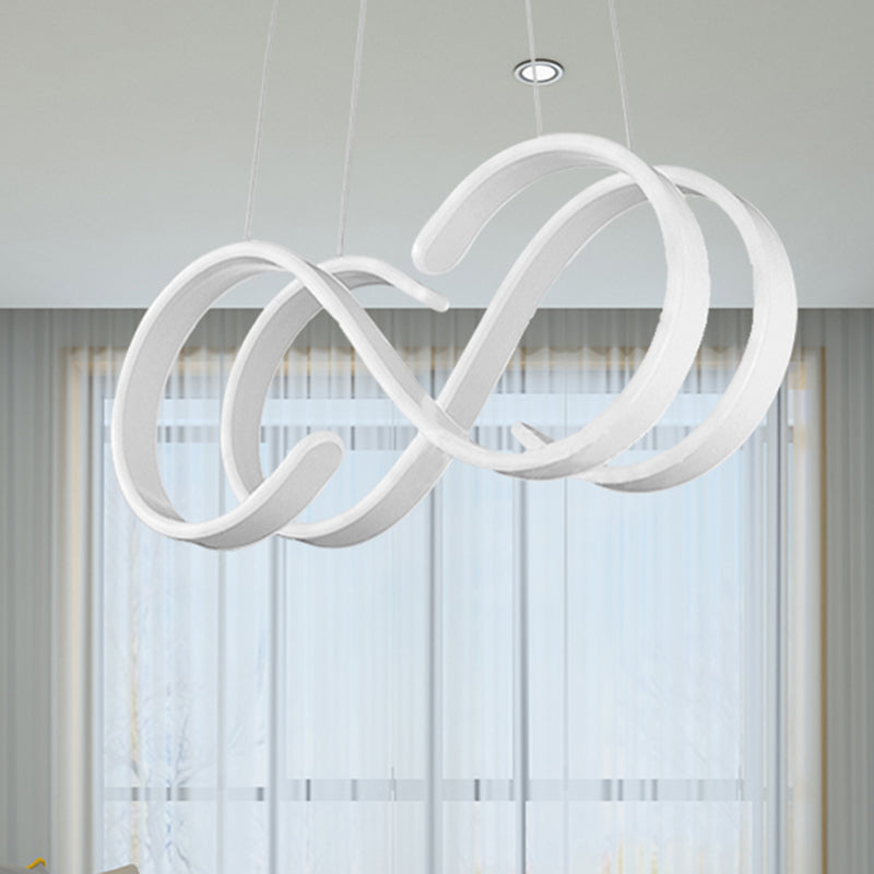 Simple LED 1 Light Drop Pendant with Acrylic Shade White 8-Shaped Chandelier in Warm/White/Natural Light White White Clearhalo 'Ceiling Lights' 'Chandeliers' 'Modern Chandeliers' 'Modern' Lighting' 244741