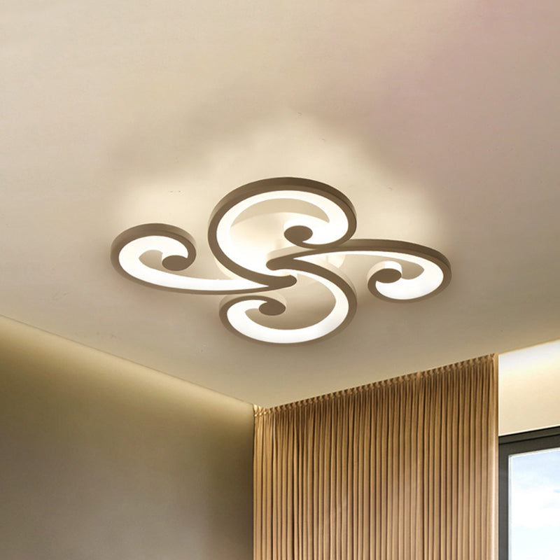 Modern LED Petal Flush Mount Light Acrylic 2/3/4-Light Bedroom Ceiling Lamp in Warm/White/Natural Light 2 White Clearhalo 'Ceiling Lights' 'Close To Ceiling Lights' 'Close to ceiling' 'Semi-flushmount' Lighting' 244748