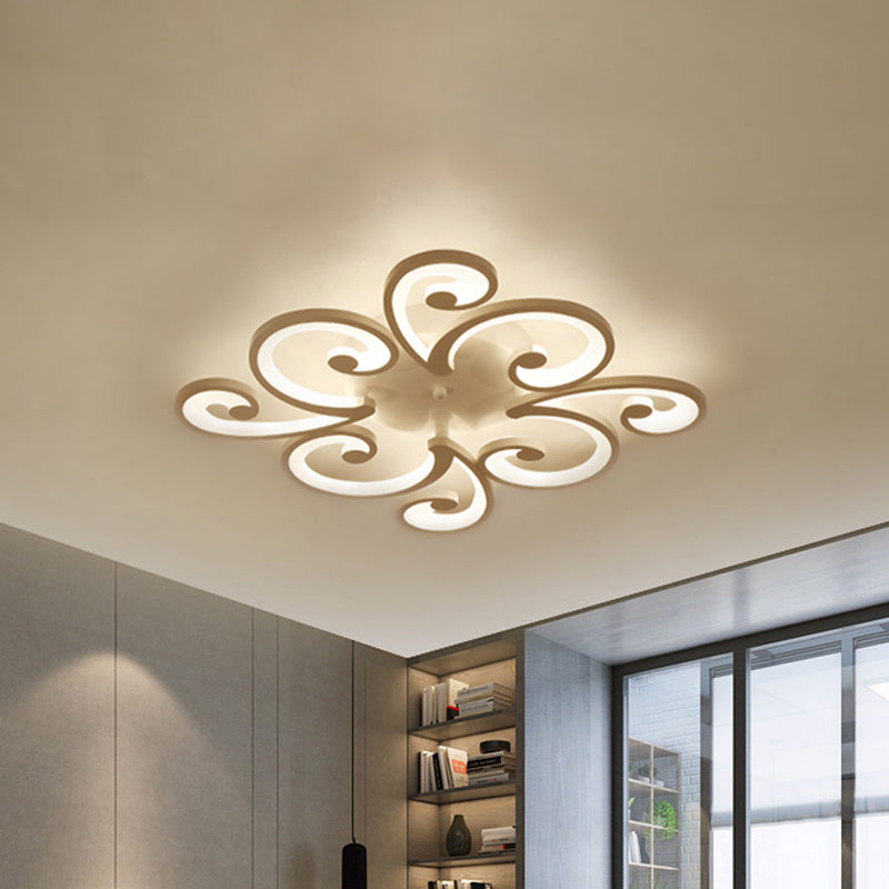 Modern LED Petal Flush Mount Light Acrylic 2/3/4-Light Bedroom Ceiling Lamp in Warm/White/Natural Light 4 White Clearhalo 'Ceiling Lights' 'Close To Ceiling Lights' 'Close to ceiling' 'Semi-flushmount' Lighting' 244752