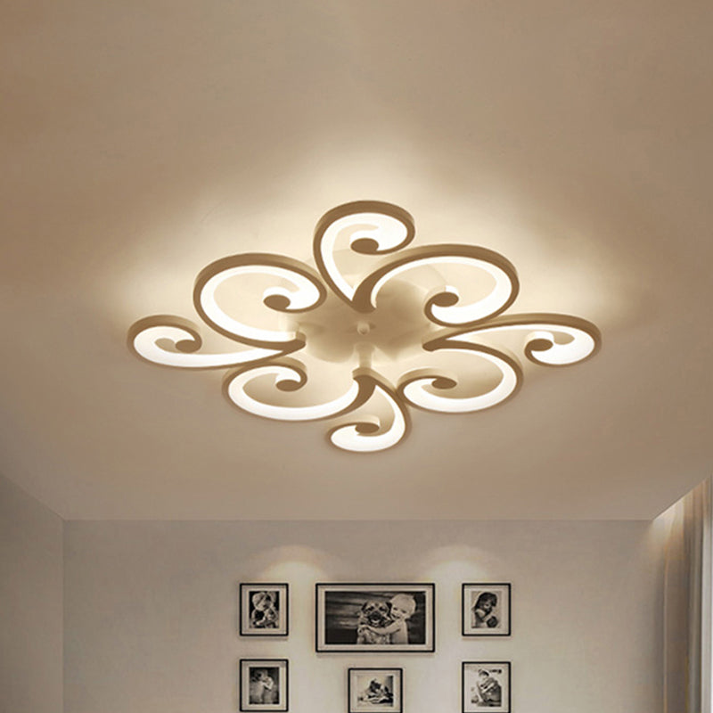 Modern LED Petal Flush Mount Light Acrylic 2/3/4-Light Bedroom Ceiling Lamp in Warm/White/Natural Light Clearhalo 'Ceiling Lights' 'Close To Ceiling Lights' 'Close to ceiling' 'Semi-flushmount' Lighting' 244753