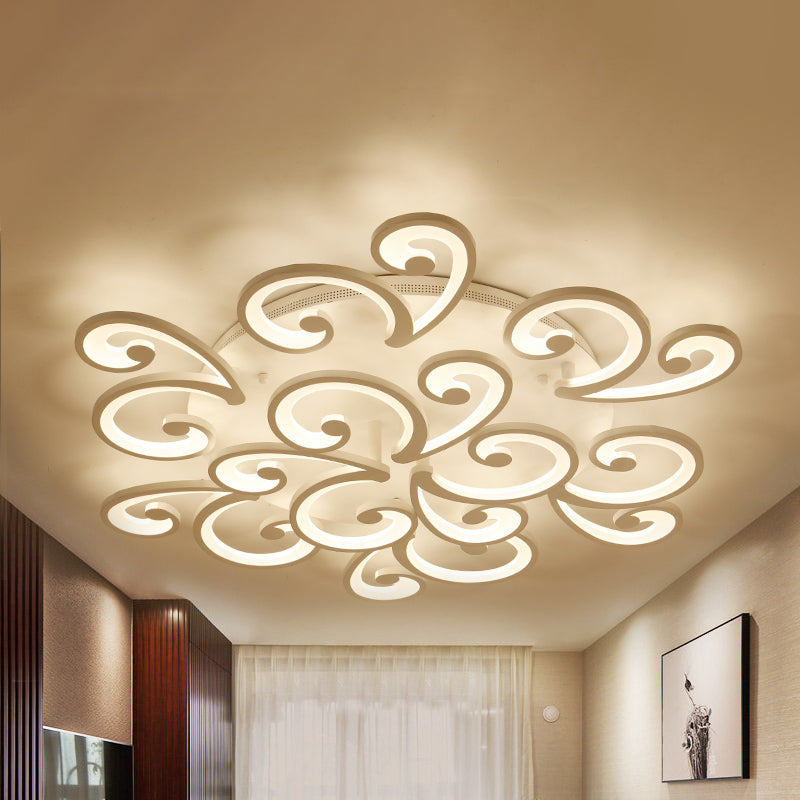 Modern LED Petal Flush Mount Light Acrylic 2/3/4-Light Bedroom Ceiling Lamp in Warm/White/Natural Light 9 White Clearhalo 'Ceiling Lights' 'Close To Ceiling Lights' 'Close to ceiling' 'Semi-flushmount' Lighting' 244754