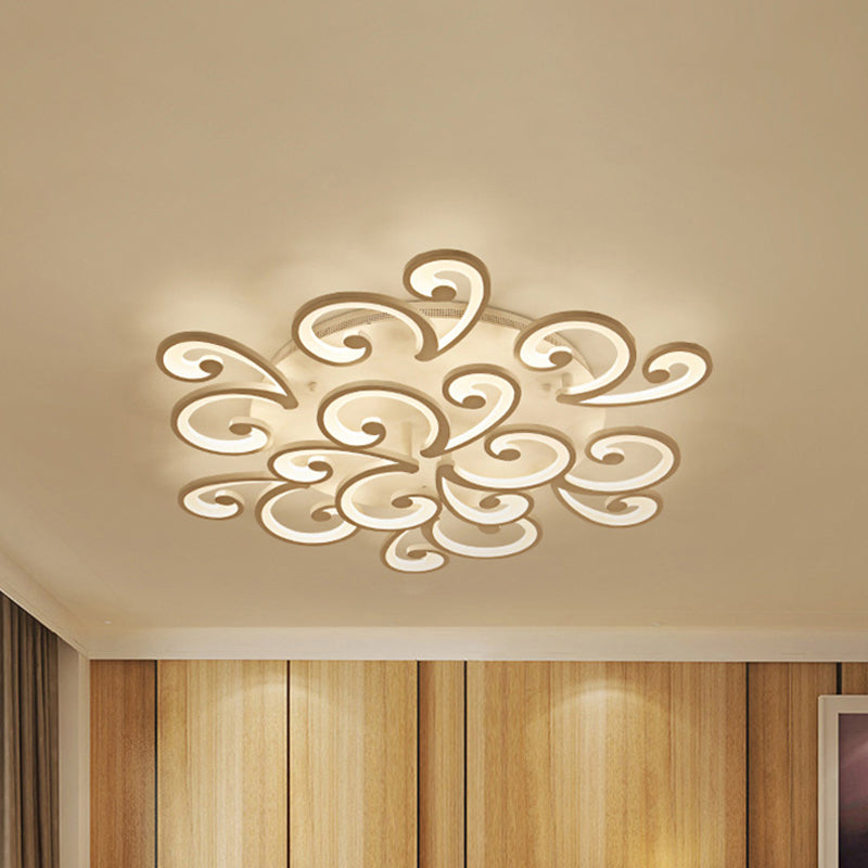 Modern LED Petal Flush Mount Light Acrylic 2/3/4-Light Bedroom Ceiling Lamp in Warm/White/Natural Light Clearhalo 'Ceiling Lights' 'Close To Ceiling Lights' 'Close to ceiling' 'Semi-flushmount' Lighting' 244755