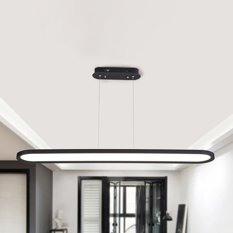 23.5"/35.5"/47" Wide Oval Acrylic Ceiling Pendant Simple LED White/Black/Brown Island Light in Warm/White/Remote Control Stepless Dimming Light Clearhalo 'Ceiling Lights' 'Modern Pendants' 'Modern' 'Pendant Lights' 'Pendants' Lighting' 244756