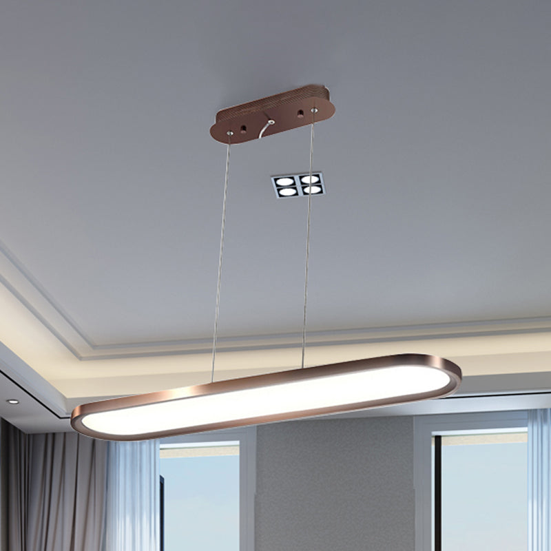 23.5"/35.5"/47" Wide Oval Acrylic Ceiling Pendant Simple LED White/Black/Brown Island Light in Warm/White/Remote Control Stepless Dimming Light Clearhalo 'Ceiling Lights' 'Modern Pendants' 'Modern' 'Pendant Lights' 'Pendants' Lighting' 244760