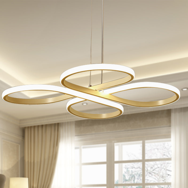 White/Gold Floral Ceiling Light Fixture Modern LED Acrylic Chandelier Pendant in Warm/White Light, 19"/23"/29" Wide Gold Clearhalo 'Ceiling Lights' 'Chandeliers' 'Modern Chandeliers' 'Modern' Lighting' 244773