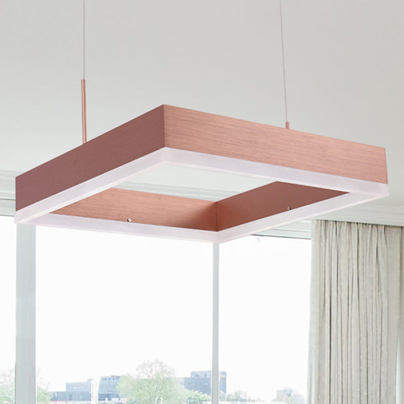 1/2/3-Light Bedroom Chandelier with Square Acrylic Shade Rose Gold Ceiling Pendant in Warm/White/Natural Light Clearhalo 'Ceiling Lights' 'Chandeliers' 'Modern Chandeliers' 'Modern' Lighting' 244782