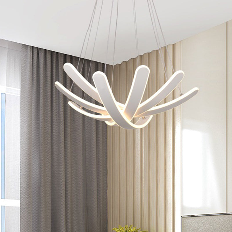 Petal-Shaped Bedroom Chandelier Pendant Acrylic LED Modernism Ceiling Lighting Fixture in Warm/White Light White Clearhalo 'Ceiling Lights' 'Chandeliers' 'Modern Chandeliers' 'Modern' Lighting' 244790