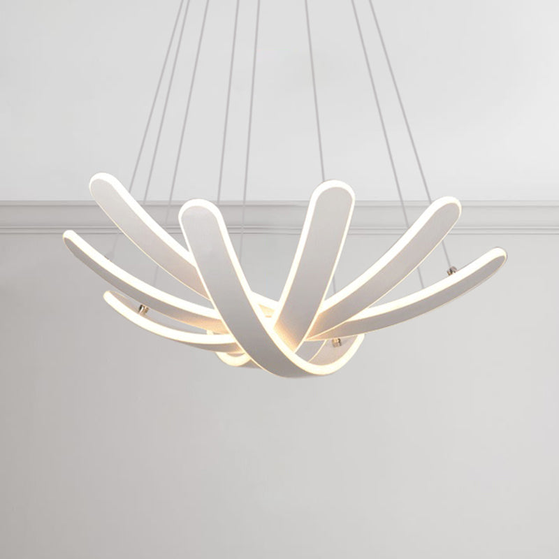 Petal-Shaped Bedroom Chandelier Pendant Acrylic LED Modernism Ceiling Lighting Fixture in Warm/White Light Clearhalo 'Ceiling Lights' 'Chandeliers' 'Modern Chandeliers' 'Modern' Lighting' 244791