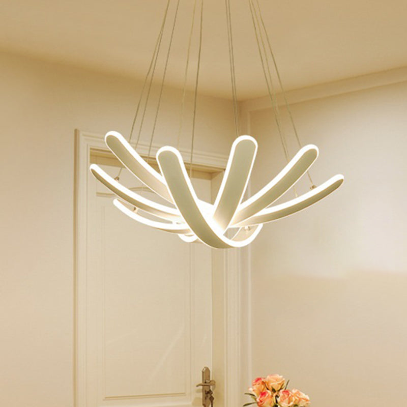 Petal-Shaped Bedroom Chandelier Pendant Acrylic LED Modernism Ceiling Lighting Fixture in Warm/White Light Clearhalo 'Ceiling Lights' 'Chandeliers' 'Modern Chandeliers' 'Modern' Lighting' 244792