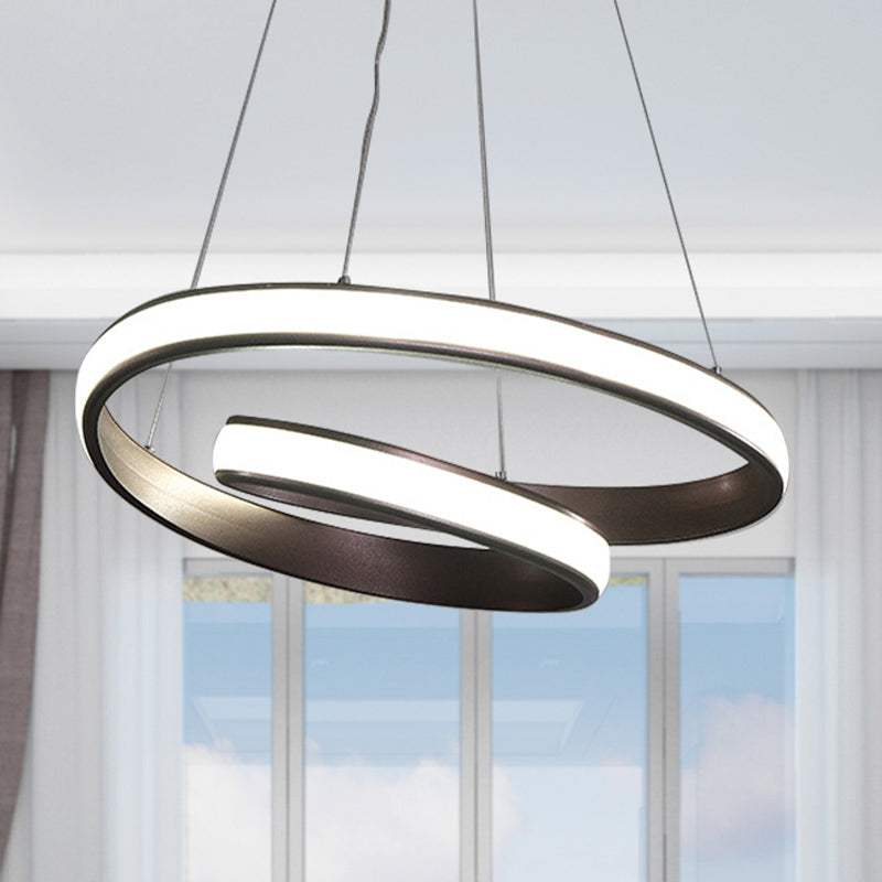 23"/31.5" Wide Loop Ceiling Light Fixture Modern Acrylic LED Brown Chandelier Lamp in Warm/White Light Brown White Clearhalo 'Ceiling Lights' 'Chandeliers' 'Modern Chandeliers' 'Modern' Lighting' 244807