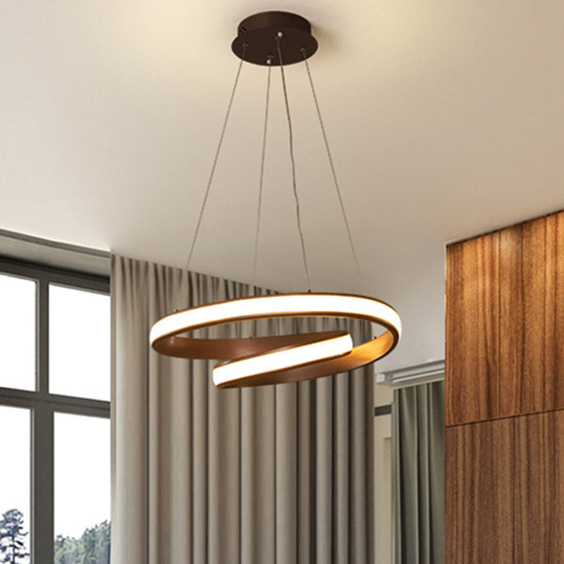 23"/31.5" Wide Loop Ceiling Light Fixture Modern Acrylic LED Brown Chandelier Lamp in Warm/White Light Brown Warm Clearhalo 'Ceiling Lights' 'Chandeliers' 'Modern Chandeliers' 'Modern' Lighting' 244808