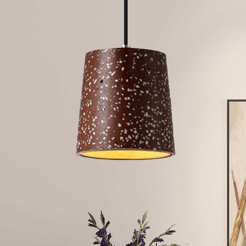 Cement Cone Pendant Lighting in Nordic Style 1 Light Black/White/Brown Hanging Light Red Clearhalo 'Ceiling Lights' 'Modern Pendants' 'Modern' 'Pendant Lights' 'Pendants' Lighting' 244811