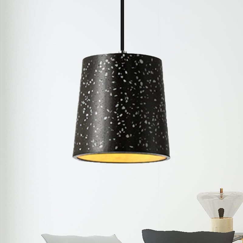 Cement Cone Pendant Lighting in Nordic Style 1 Light Black/White/Brown Hanging Light Black Clearhalo 'Ceiling Lights' 'Modern Pendants' 'Modern' 'Pendant Lights' 'Pendants' Lighting' 244814