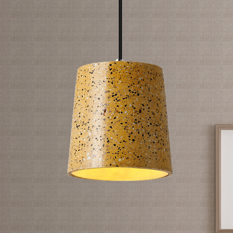 Cement Cone Pendant Lighting in Nordic Style 1 Light Black/White/Brown Hanging Light Yellow Clearhalo 'Ceiling Lights' 'Modern Pendants' 'Modern' 'Pendant Lights' 'Pendants' Lighting' 244822