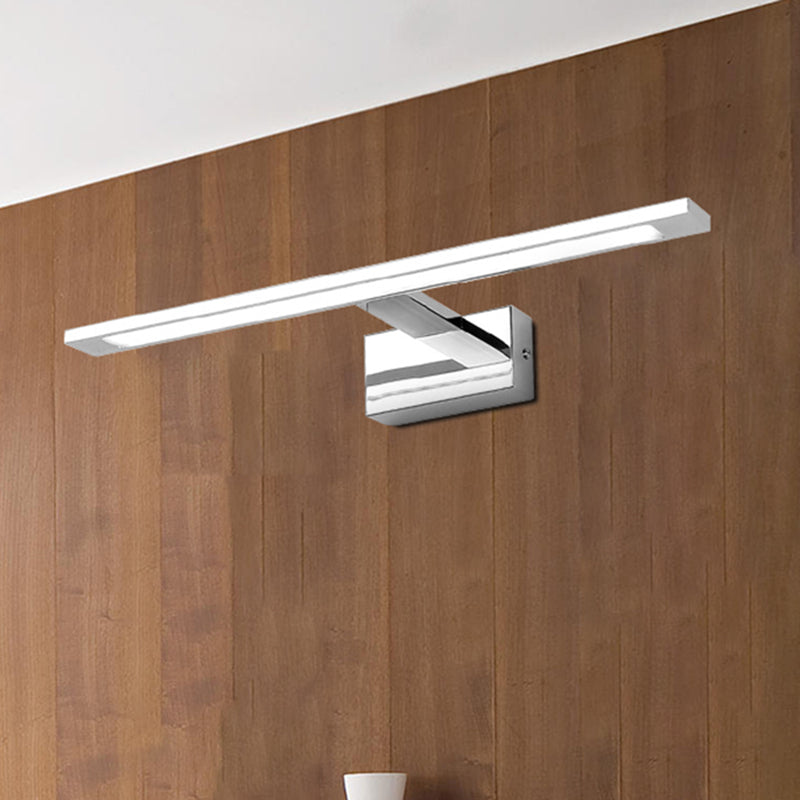 19"/23" W LED Bathroom Vanity Lighting with Rectangle Acrylic Shade Sconce Wall Light in Nickel, Warm/White Light Clearhalo 'Cast Iron' 'Glass' 'Industrial' 'Modern wall lights' 'Modern' 'Tiffany' 'Traditional wall lights' 'Vanity Lights' 'Wall Lights' Lighting' 244834