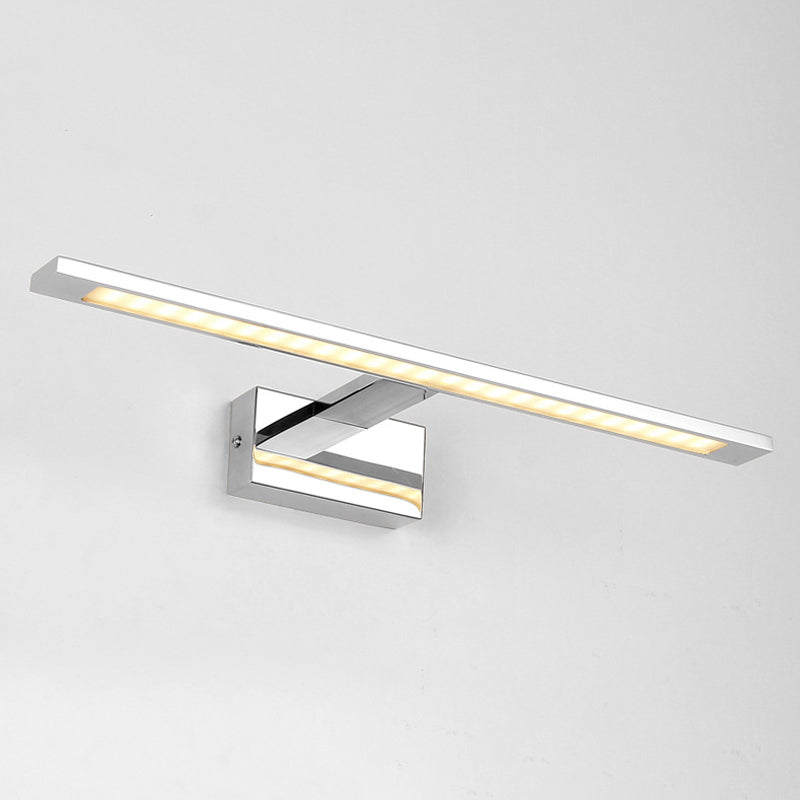 19"/23" W LED Bathroom Vanity Lighting with Rectangle Acrylic Shade Sconce Wall Light in Nickel, Warm/White Light Nickel Warm Clearhalo 'Cast Iron' 'Glass' 'Industrial' 'Modern wall lights' 'Modern' 'Tiffany' 'Traditional wall lights' 'Vanity Lights' 'Wall Lights' Lighting' 244835