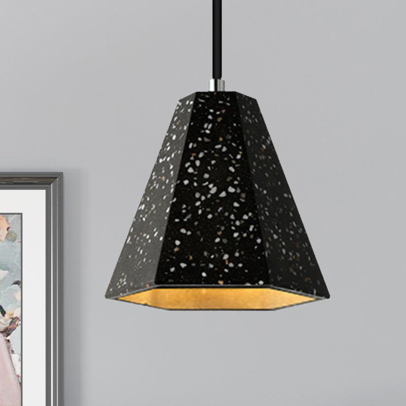 1 Light Pendant Lighting with Geometric Cement Shade Simplicity Black/White/Yellow Hanging Light Black Clearhalo 'Ceiling Lights' 'Modern Pendants' 'Modern' 'Pendant Lights' 'Pendants' Lighting' 244836