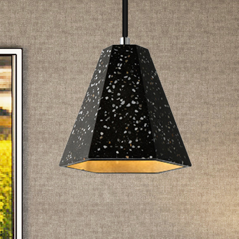 1 Light Pendant Lighting with Geometric Cement Shade Simplicity Black/White/Yellow Hanging Light Clearhalo 'Ceiling Lights' 'Modern Pendants' 'Modern' 'Pendant Lights' 'Pendants' Lighting' 244837