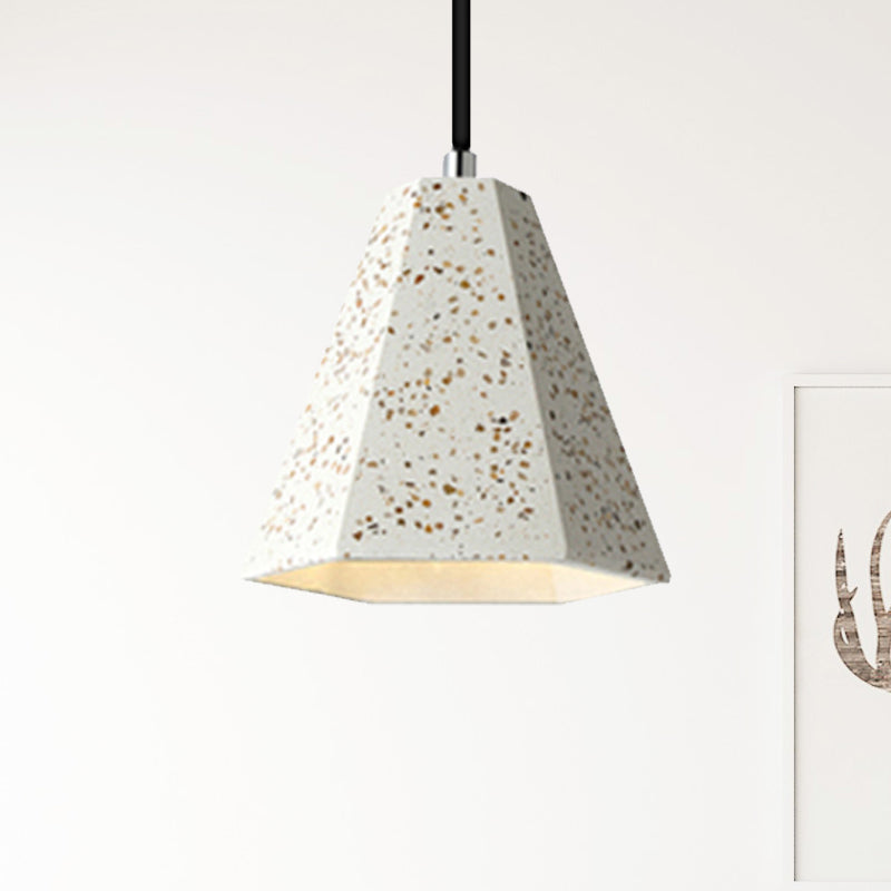 1 Light Pendant Lighting with Geometric Cement Shade Simplicity Black/White/Yellow Hanging Light White Clearhalo 'Ceiling Lights' 'Modern Pendants' 'Modern' 'Pendant Lights' 'Pendants' Lighting' 244838