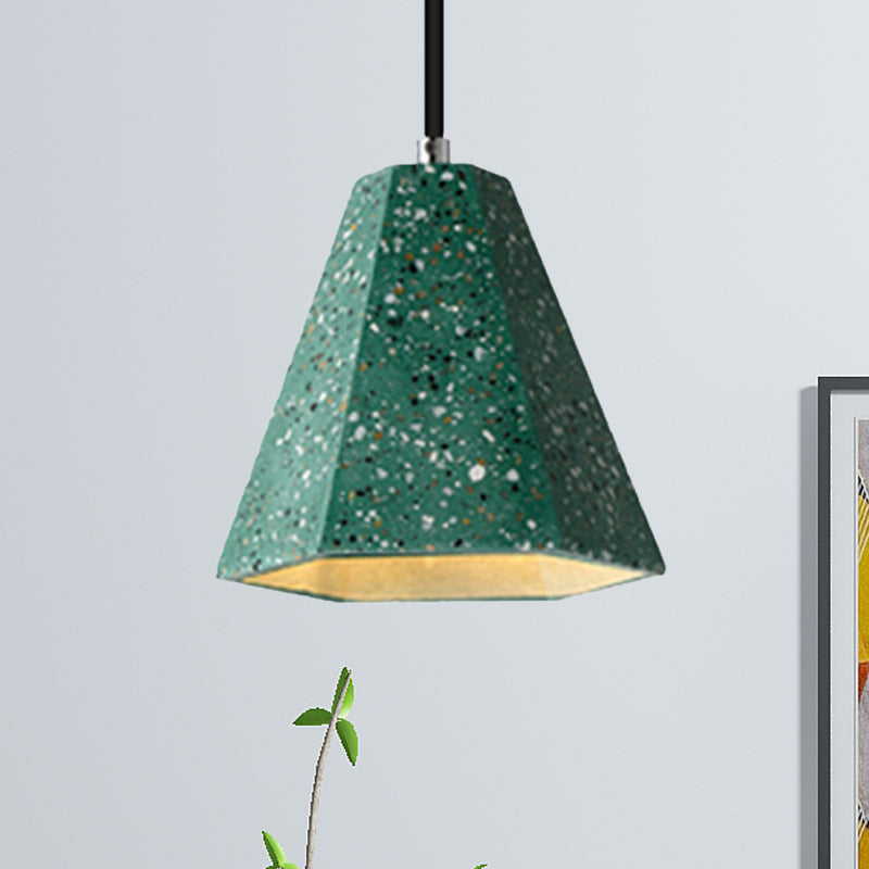 1 Light Pendant Lighting with Geometric Cement Shade Simplicity Black/White/Yellow Hanging Light Green Clearhalo 'Ceiling Lights' 'Modern Pendants' 'Modern' 'Pendant Lights' 'Pendants' Lighting' 244840