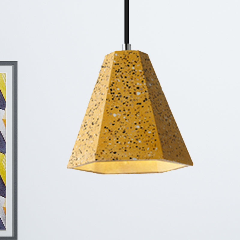 1 Light Pendant Lighting with Geometric Cement Shade Simplicity Black/White/Yellow Hanging Light Yellow Clearhalo 'Ceiling Lights' 'Modern Pendants' 'Modern' 'Pendant Lights' 'Pendants' Lighting' 244842