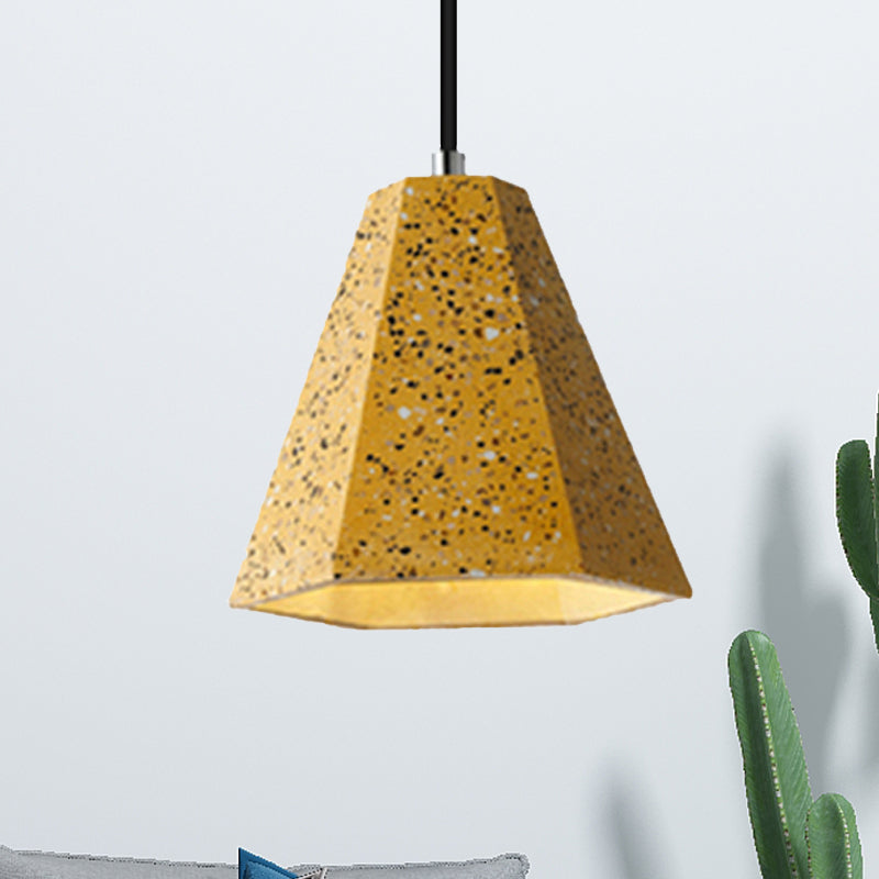 1 Light Pendant Lighting with Geometric Cement Shade Simplicity Black/White/Yellow Hanging Light Clearhalo 'Ceiling Lights' 'Modern Pendants' 'Modern' 'Pendant Lights' 'Pendants' Lighting' 244843