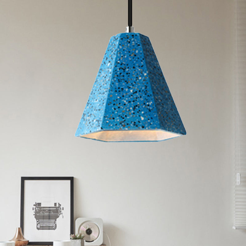 1 Light Pendant Lighting with Geometric Cement Shade Simplicity Black/White/Yellow Hanging Light Blue Clearhalo 'Ceiling Lights' 'Modern Pendants' 'Modern' 'Pendant Lights' 'Pendants' Lighting' 244844