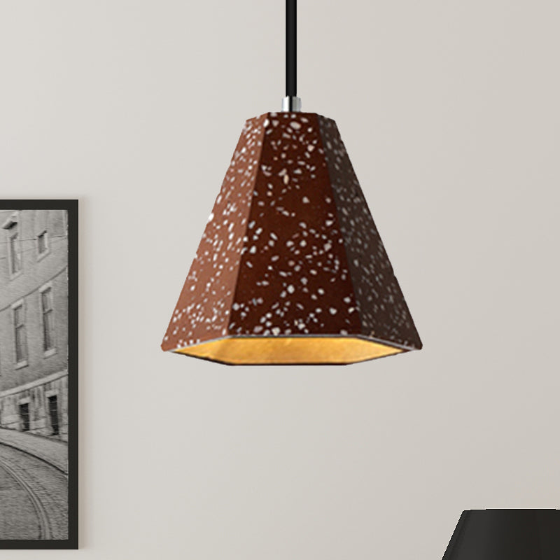 1 Light Pendant Lighting with Geometric Cement Shade Simplicity Black/White/Yellow Hanging Light Red Clearhalo 'Ceiling Lights' 'Modern Pendants' 'Modern' 'Pendant Lights' 'Pendants' Lighting' 244846