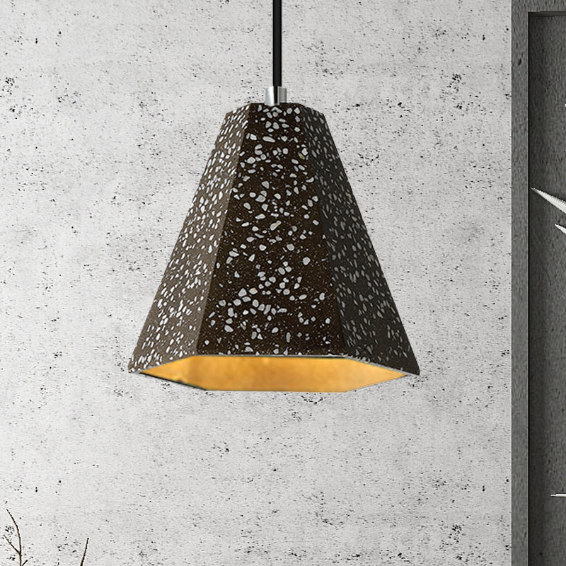 1 Light Pendant Lighting with Geometric Cement Shade Simplicity Black/White/Yellow Hanging Light Brown Clearhalo 'Ceiling Lights' 'Modern Pendants' 'Modern' 'Pendant Lights' 'Pendants' Lighting' 244848