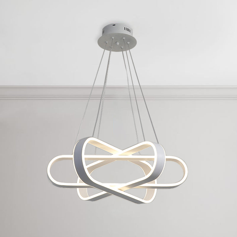 Ellipse Bedroom Chandelier Lamp Acrylic 1 Light Modern LED Ceiling Pendant in White White Clearhalo 'Ceiling Lights' 'Chandeliers' 'Modern Chandeliers' 'Modern' Lighting' 244866