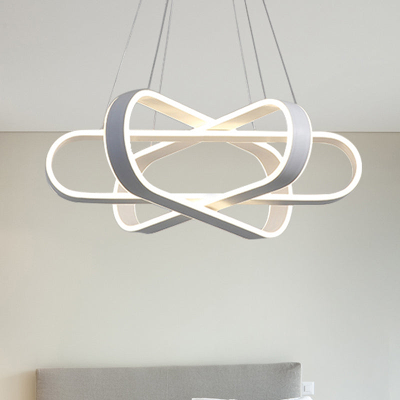 Ellipse Bedroom Chandelier Lamp Acrylic 1 Light Modern LED Ceiling Pendant in White Clearhalo 'Ceiling Lights' 'Chandeliers' 'Modern Chandeliers' 'Modern' Lighting' 244867